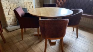 Solid Wooden Table with X2 Valda Tub Chair and X2 Fabric Dining Chair