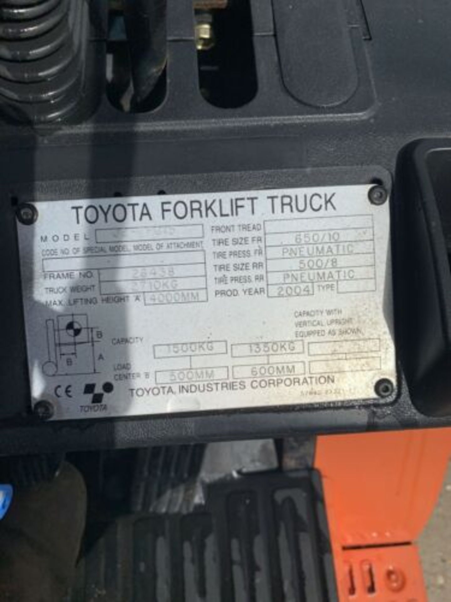 Toyota 1.5 Tonne Gas Forklift Truck - Image 5 of 6