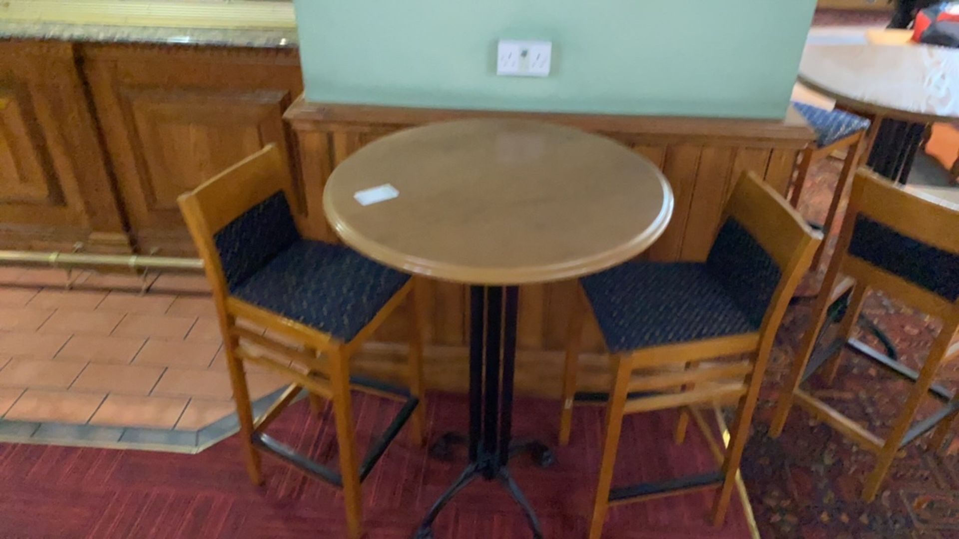 Wooden Effect Metal Framed Bar Table With Two High Bar Stools - Image 2 of 4