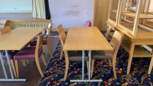 Set Of Wooden Tables With 4 Upholstered Chairs