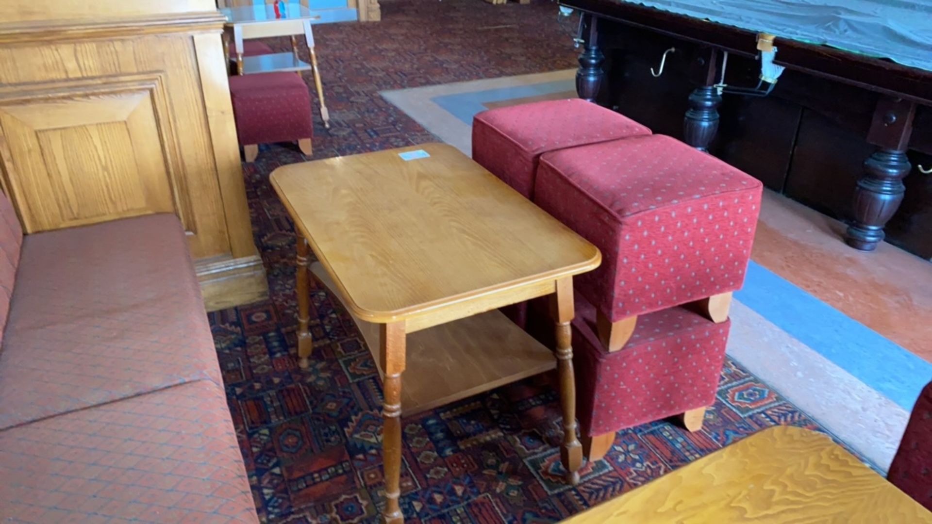 Rectangular Wooden Table With Four Pouffes - Image 3 of 4