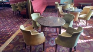 Circular Wooden Black Table With 4 Commercial Grade Fabric Chairs