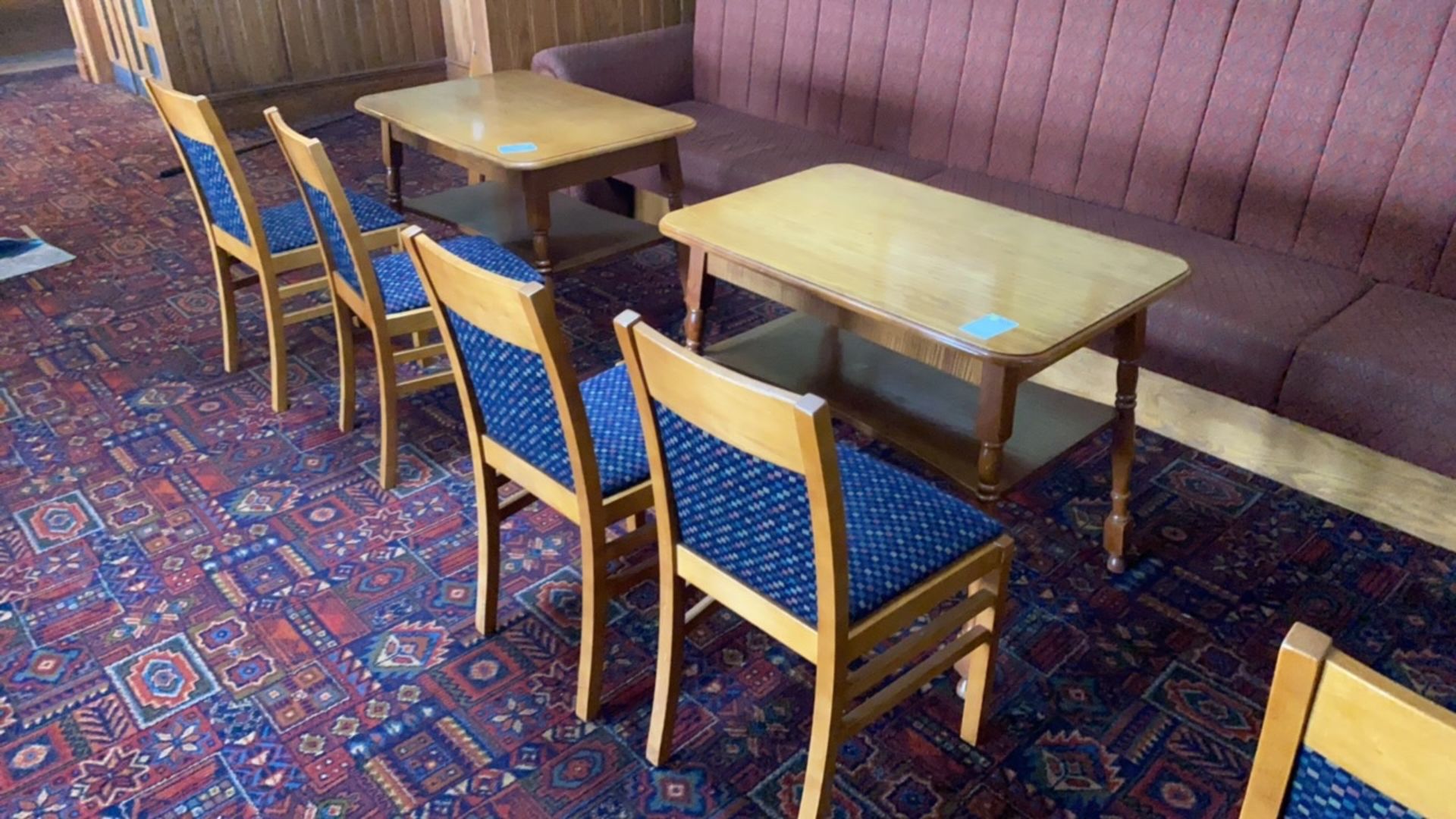 Wooden Rectangular Table With Two Wooden Framed Chairs