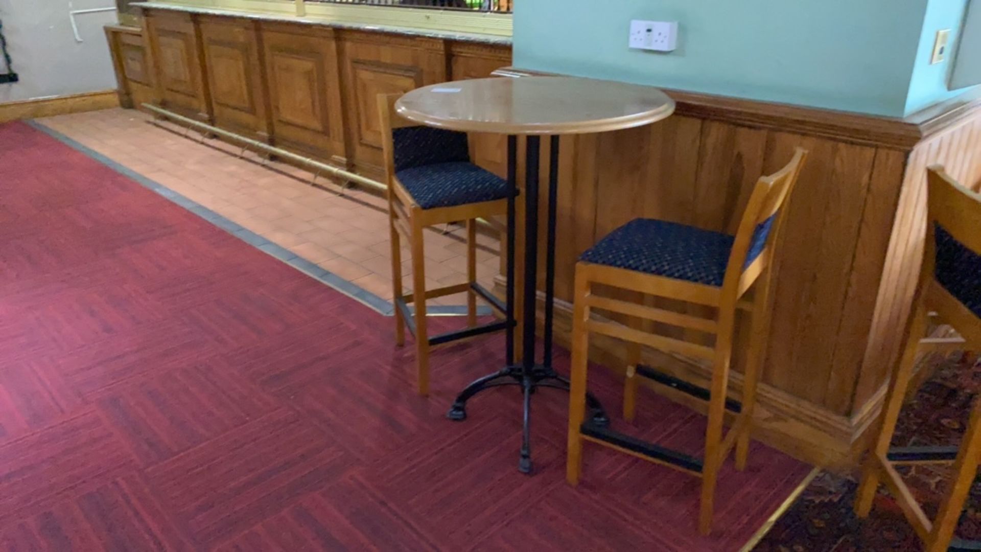 Wooden Effect Metal Framed Bar Table With Two High Bar Stools - Image 3 of 4