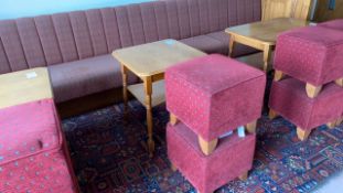 Wooden Square Table With Two Pouffes