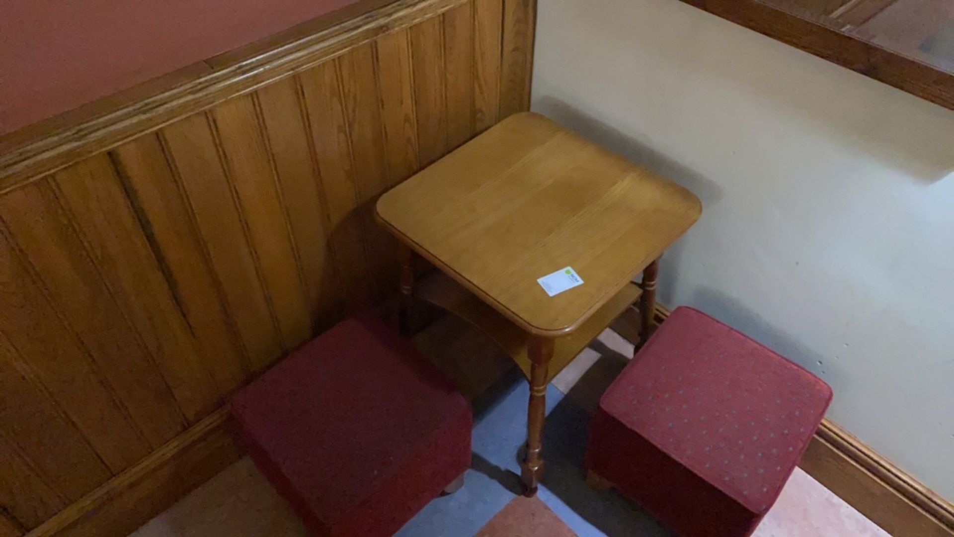 Square Wooden Table With Two Pouffes - Image 4 of 4