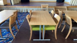 Set Of Wooden Tables With 4 Upholstered Chairs