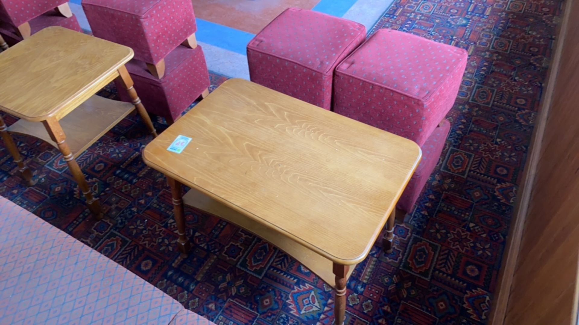 Rectangular Wooden Table With Four Pouffes - Image 4 of 4