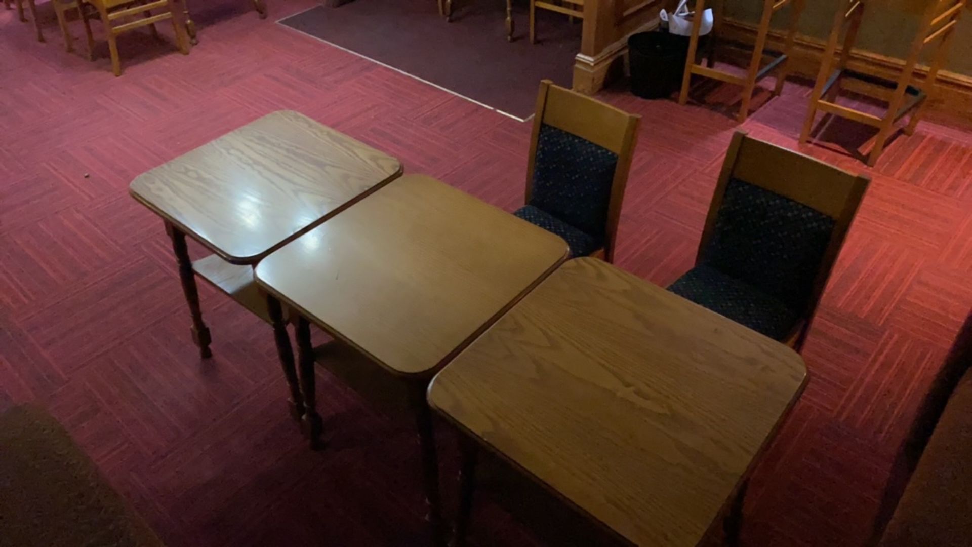 Set Of Three Square Tables With Two Chairs - Image 4 of 4