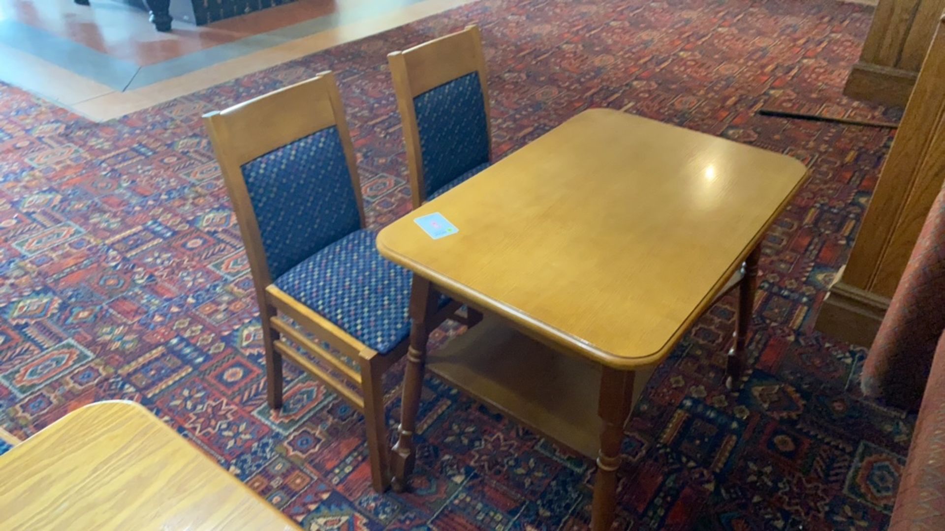 Wooden Rectangular Table With Two Wooden Framed Chairs - Image 3 of 4