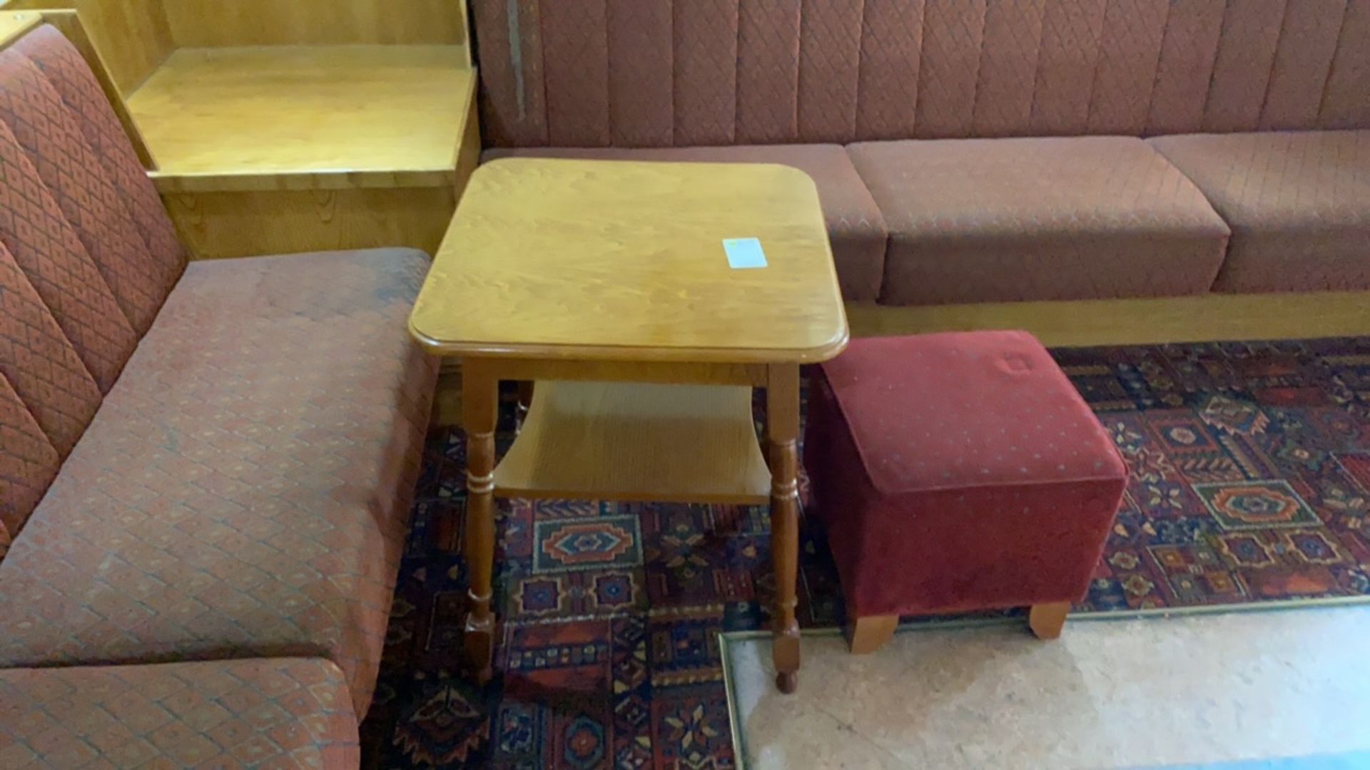 Wooden Square Table With One Pouffes