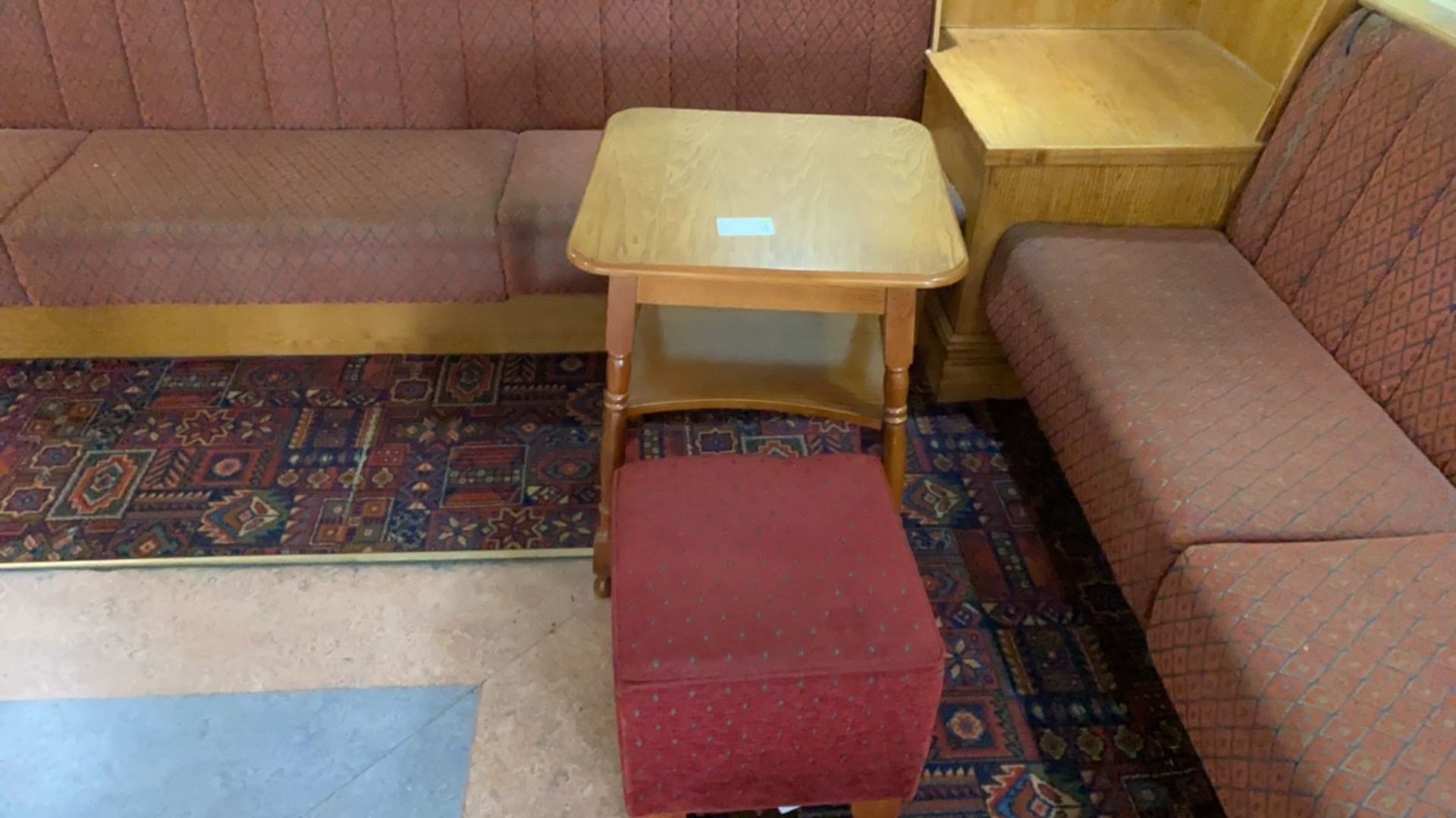 Wooden Square Table With One Pouffes - Image 2 of 3