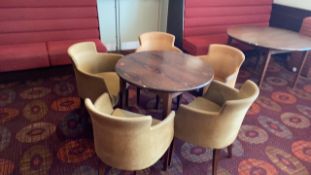 Circular Wooden Black Table With 5 Commercial Grade Fabric Chairs