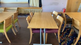 Set Of Wooden Tables With 4 Upholstered Chairs