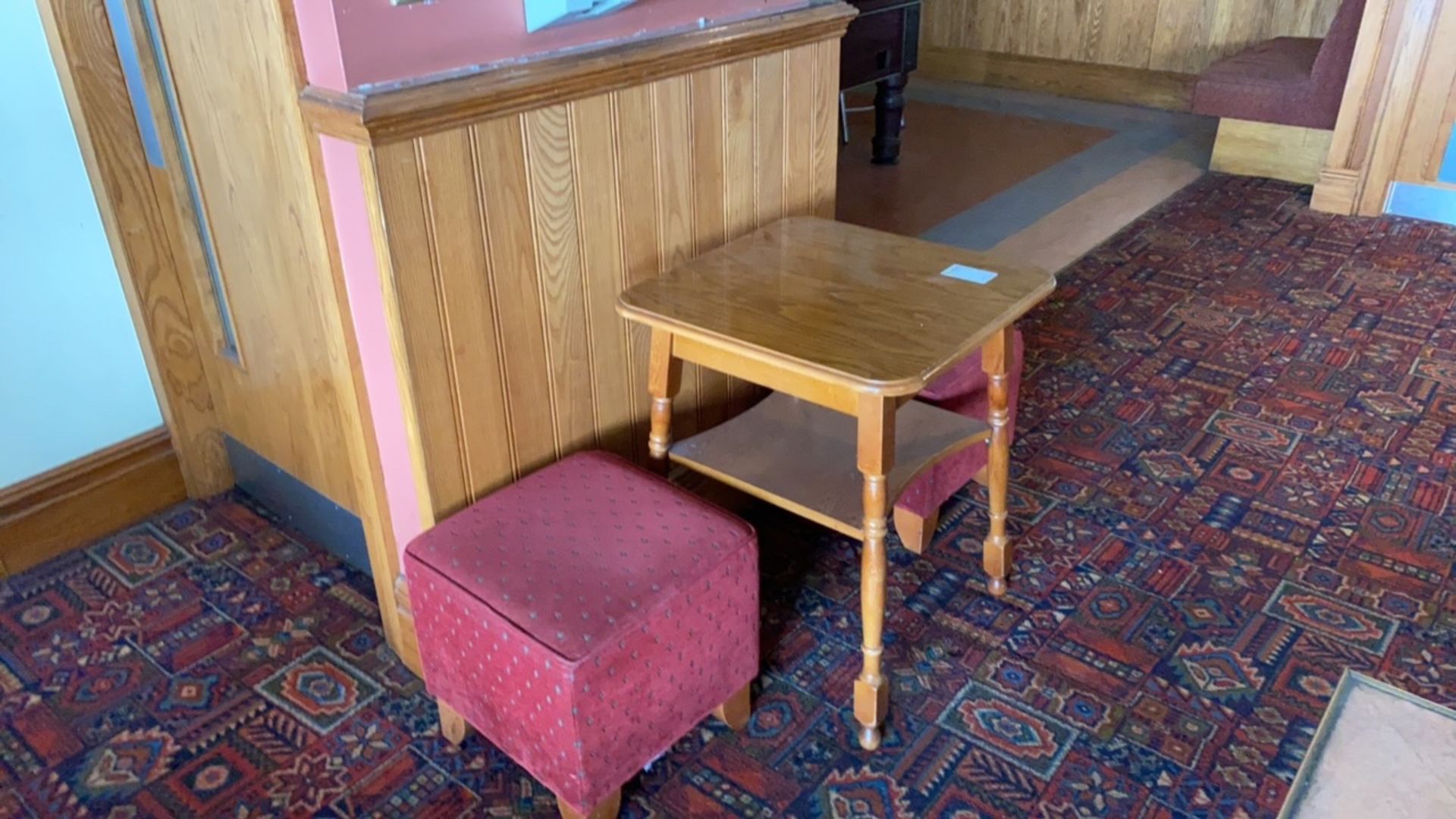 Square Wooden Table With Two Pouffes - Image 3 of 4