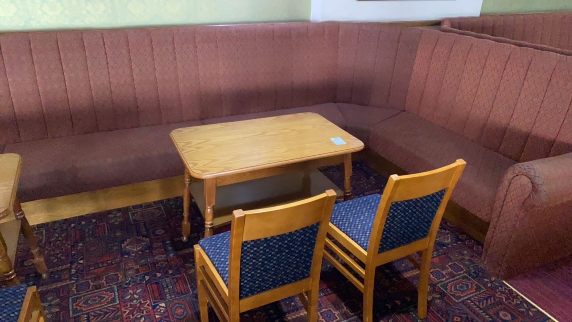 Wooden Rectangular Table With Two Wooden Framed Chairs