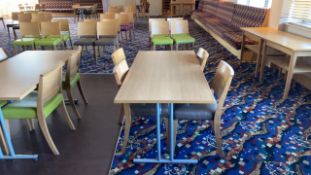 Set Of Wooden Tables With 4 Upholstered Chairs