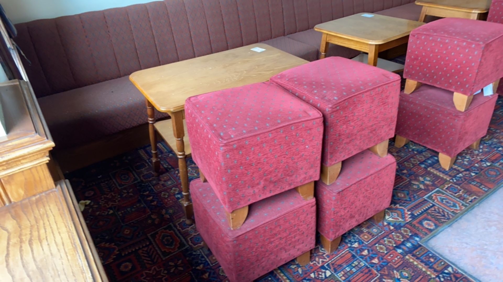 Rectangular Wooden Table With Four Pouffes - Image 2 of 4