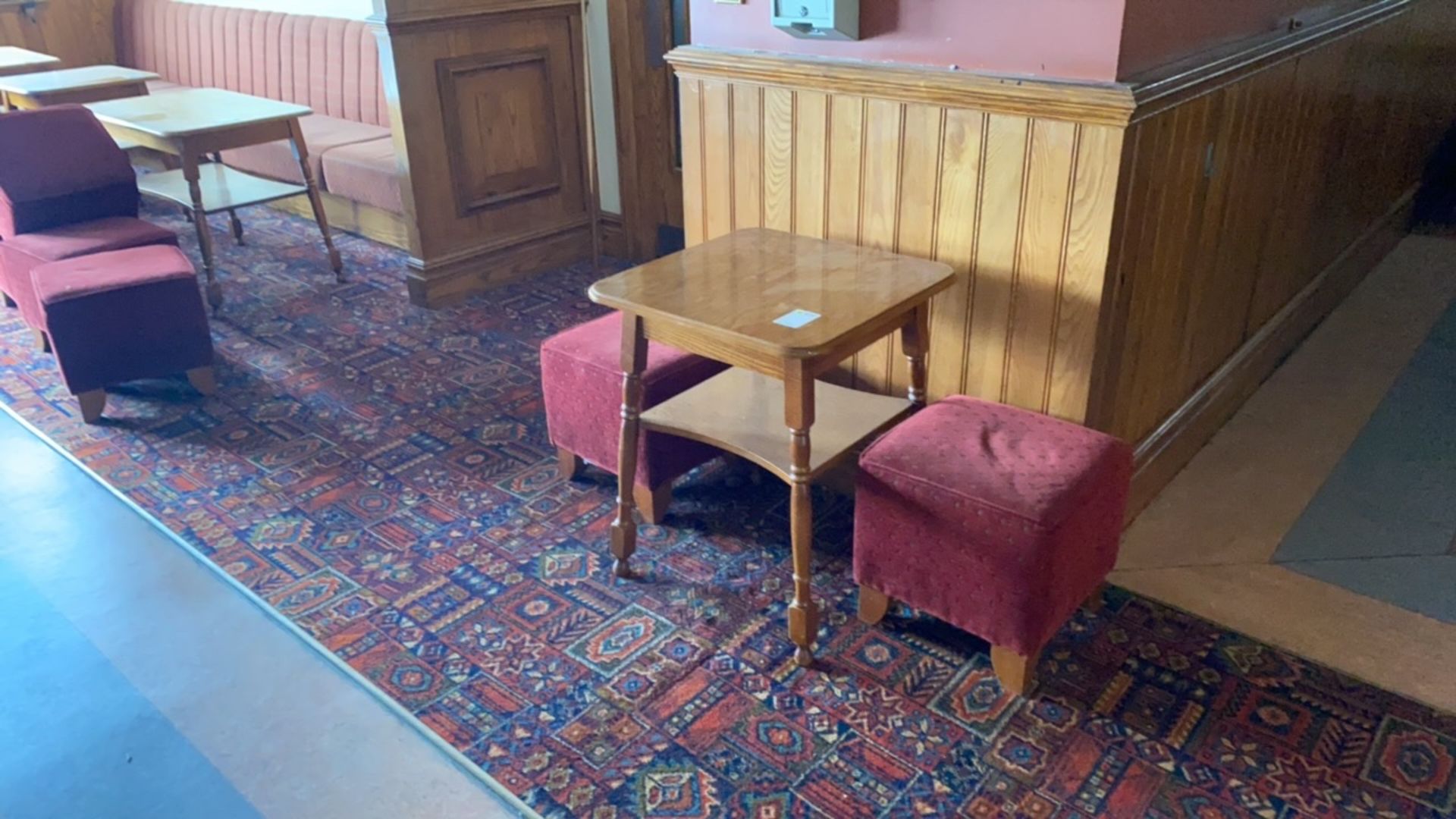 Square Wooden Table With Two Pouffes - Image 2 of 4