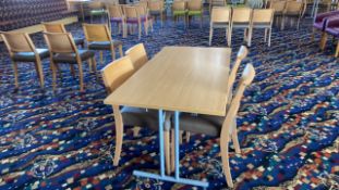 Set Of Wooden Tables With 4 Upholstered Chairs