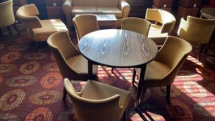 Circular Wooden Black Table With 5 Commercial Grade Fabric Chairs