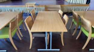 Set Of Wooden Tables With 4 Upholstered Chairs