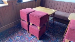 Rectangular Wooden Table With Four Pouffes