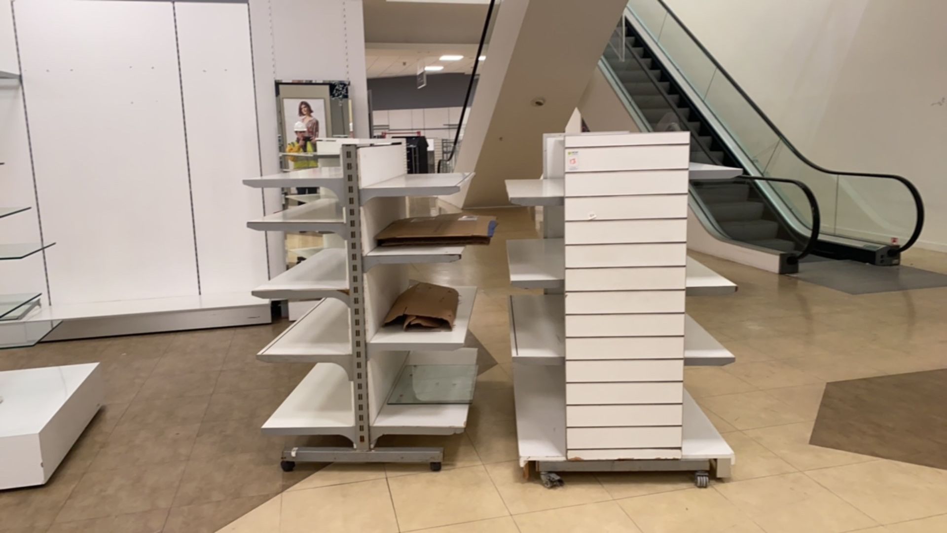 2x Metal Framed White Shelving Units