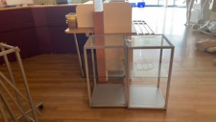 2x Metal Framed Glass Shelving Unit