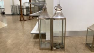 Set Of Two Metal Framed Lanterns