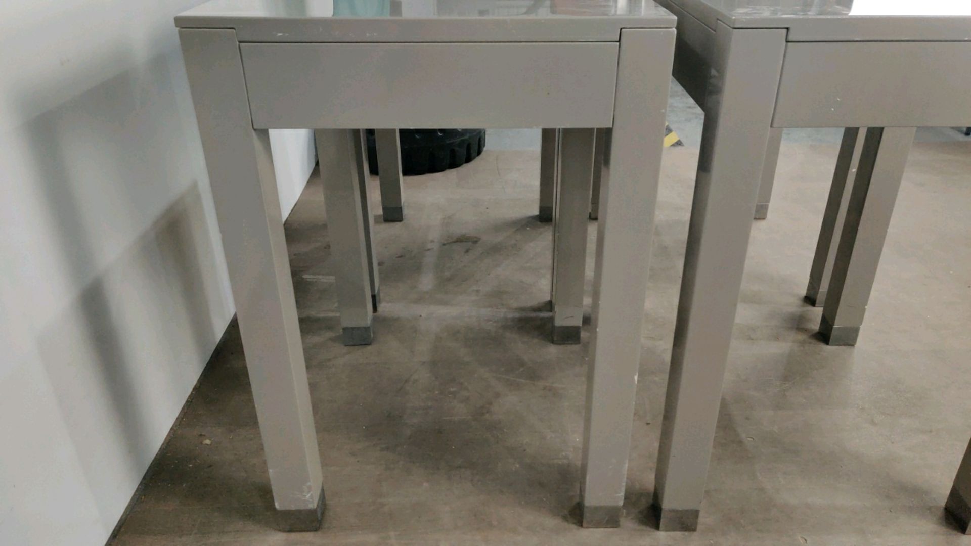 Side Table with Drawer - Grey Gloss Finished x4 - Image 7 of 9