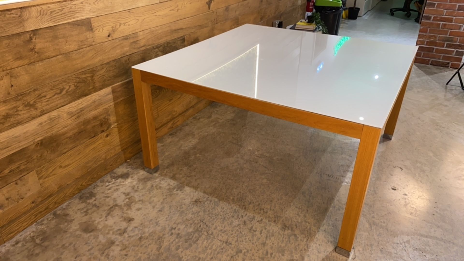 Wooden Framed Table With Glass Top And Metal Leg - Image 4 of 5