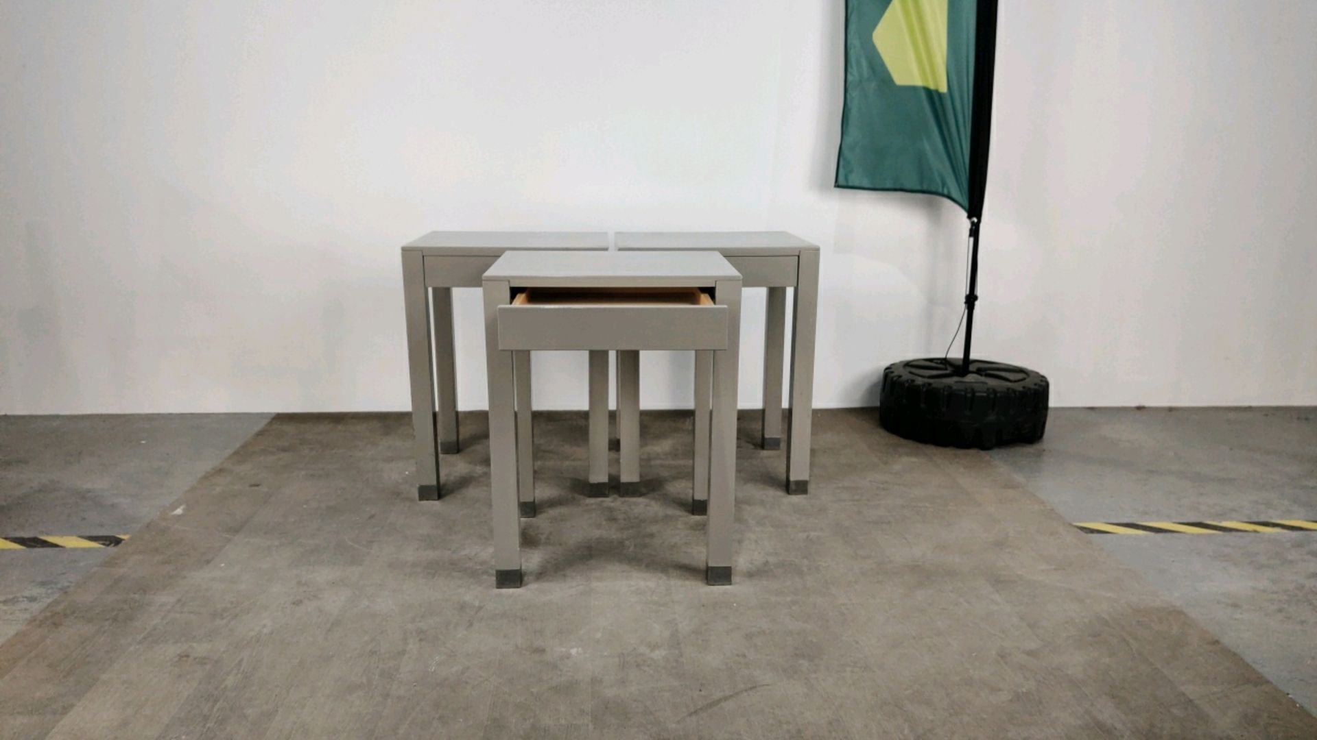 Side Table with Drawer - Grey Gloss Finished x3 - Image 2 of 9