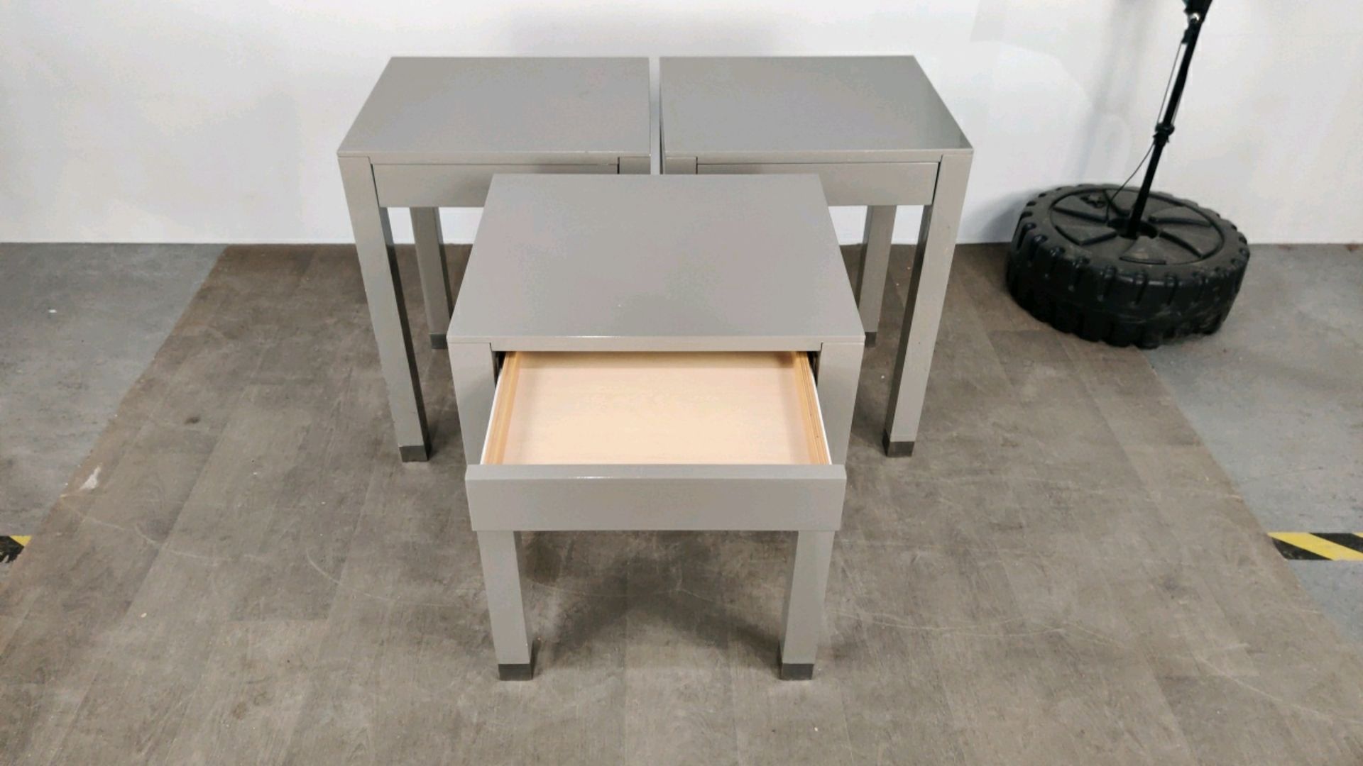 Side Table with Drawer - Grey Gloss Finished x3 - Image 3 of 9