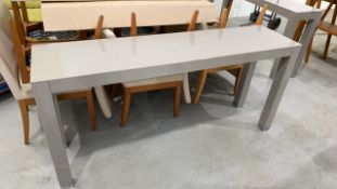 Large Grey Wooden Bench Desk With Metal Leg Ends