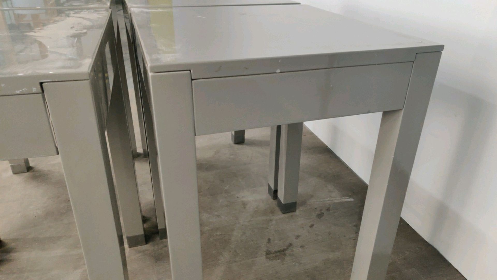 Side Table with Drawer - Grey Gloss Finished x4 - Image 7 of 7