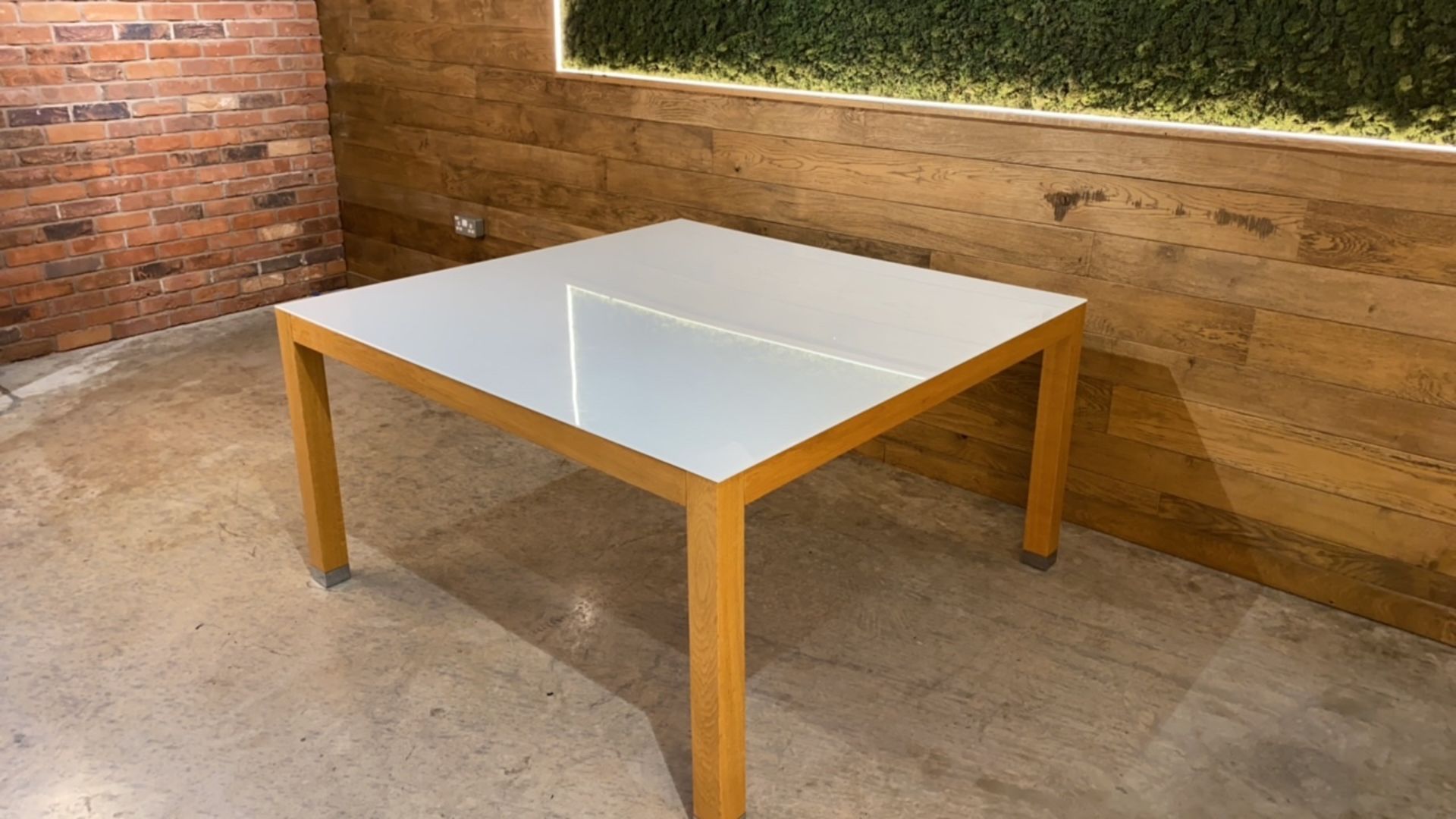 Wooden Framed Table With Glass Top And Metal Leg - Image 2 of 5