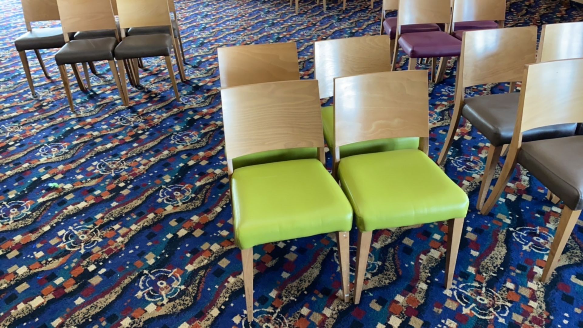 X1 Wooden table & X2 Green Wooden Chairs - Image 2 of 2