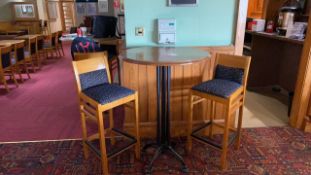 Wooden Effect Metal Framed Bar Table With Two High Bar Stools