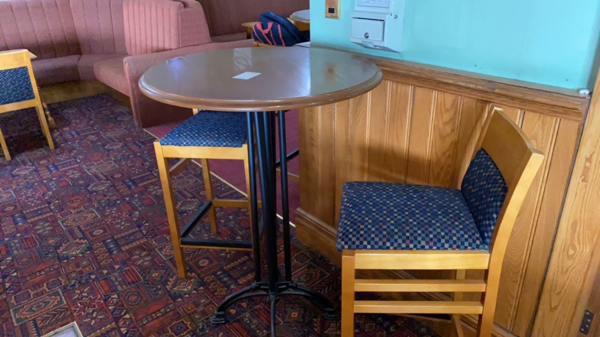 Wooden Effect Metal Framed Bar Table With Two High Bar Stools - Image 4 of 4