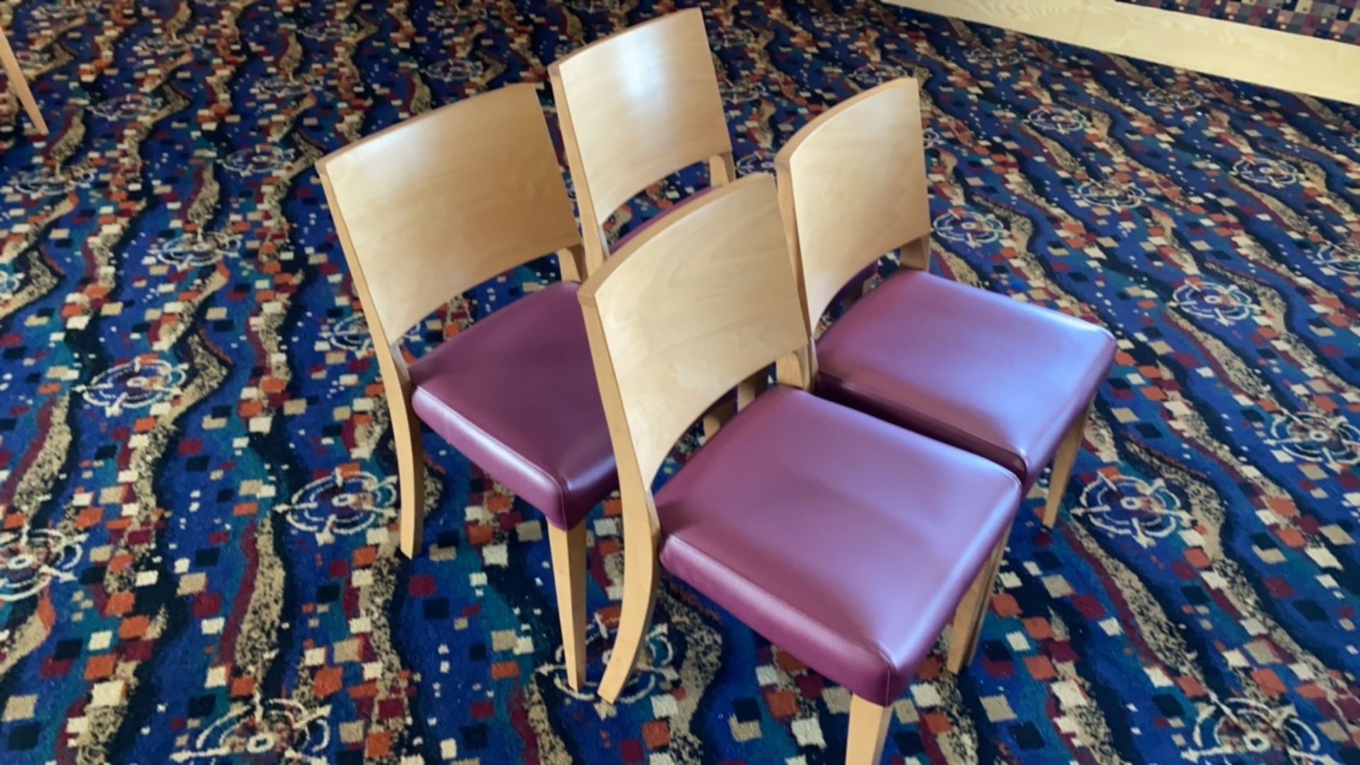 X1 Wooden Table & X2 Purple Wooden Chairs - Image 2 of 2