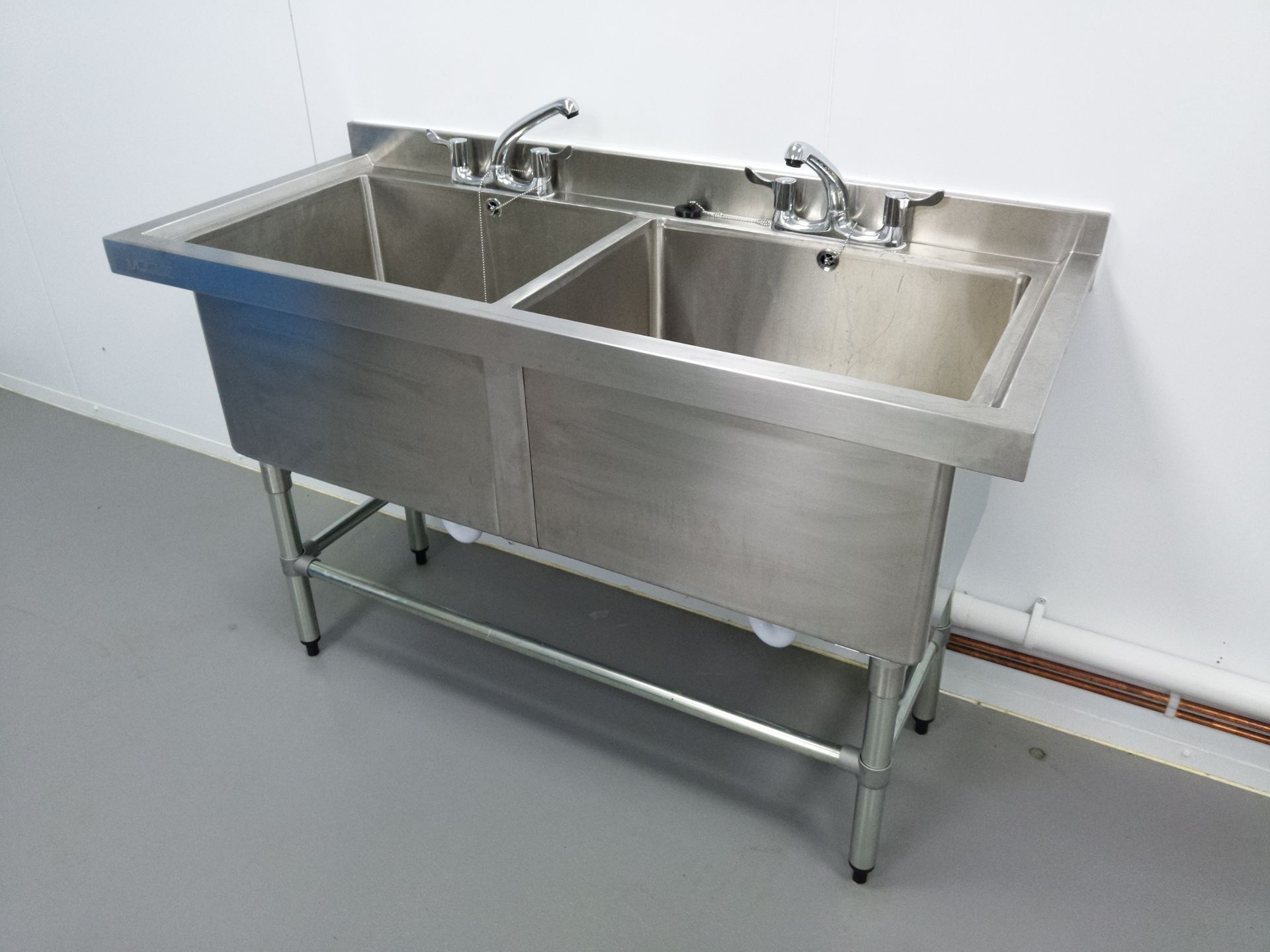 Vogue Stainless Steel Double Deep Pot Sink with Taps - Image 2 of 2