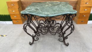 French Wrought Iron & Marble Style Table