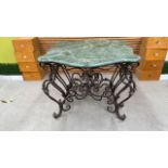 French Wrought Iron & Marble Style Table