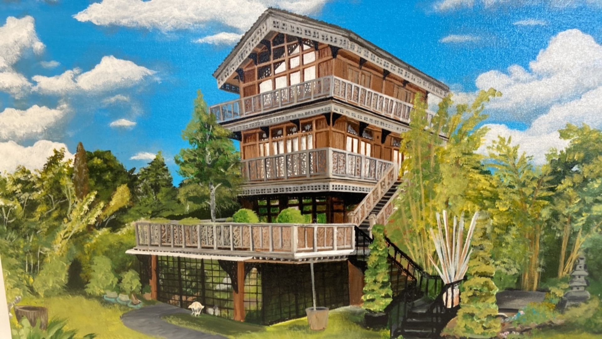 Bespoke Swiss Chalet Painting - Image 2 of 4