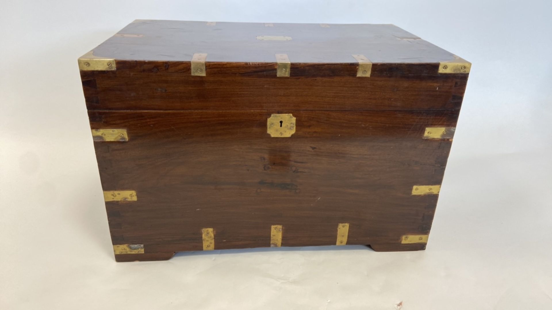 Antique Mahogany Brass Bound Trunk