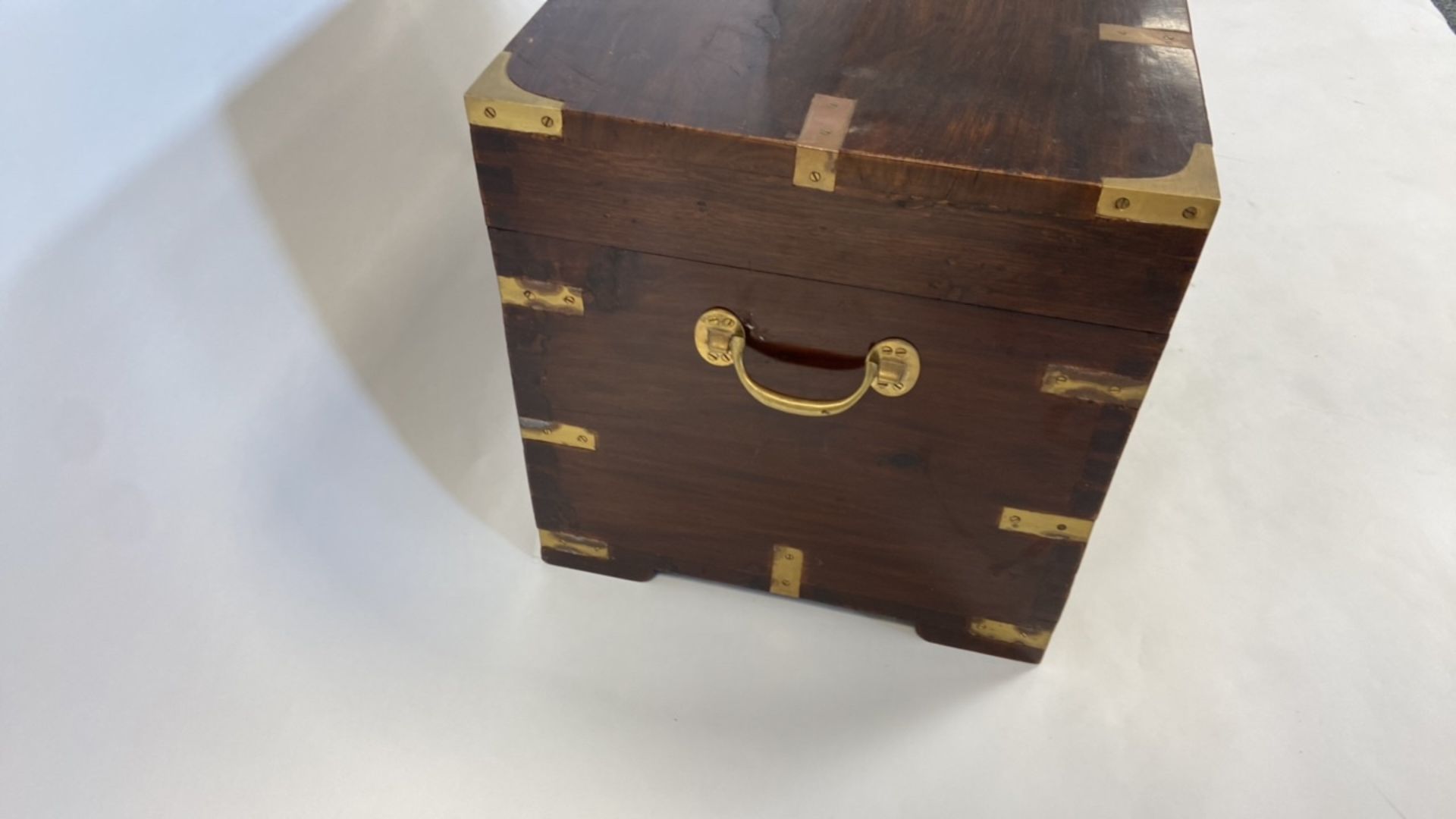 Antique Mahogany Brass Bound Trunk - Image 2 of 6
