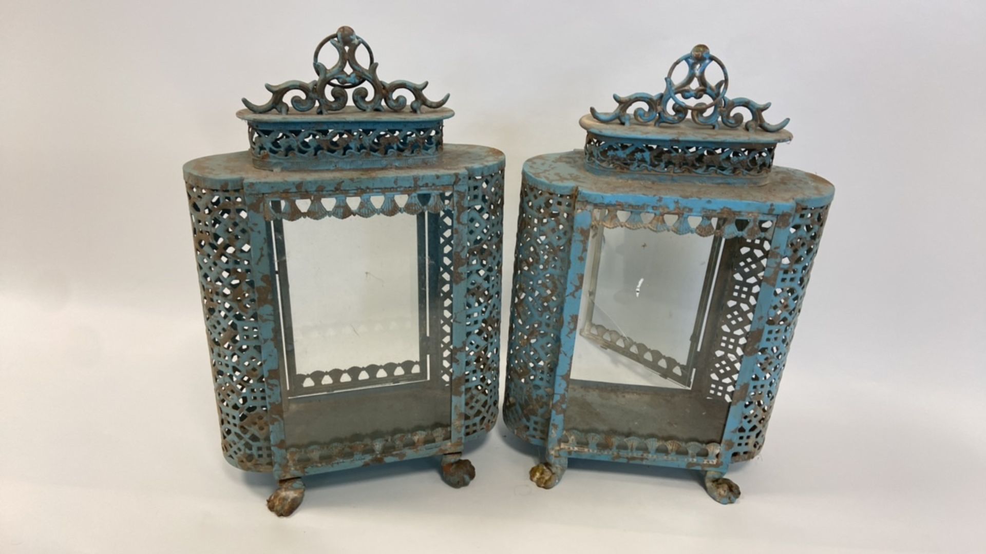 Antique vintage vintage style French blue lanterns - Image 6 of 7