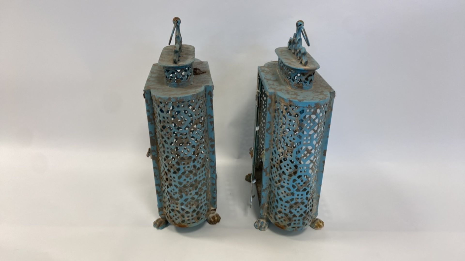 Antique vintage vintage style French blue lanterns - Image 5 of 7
