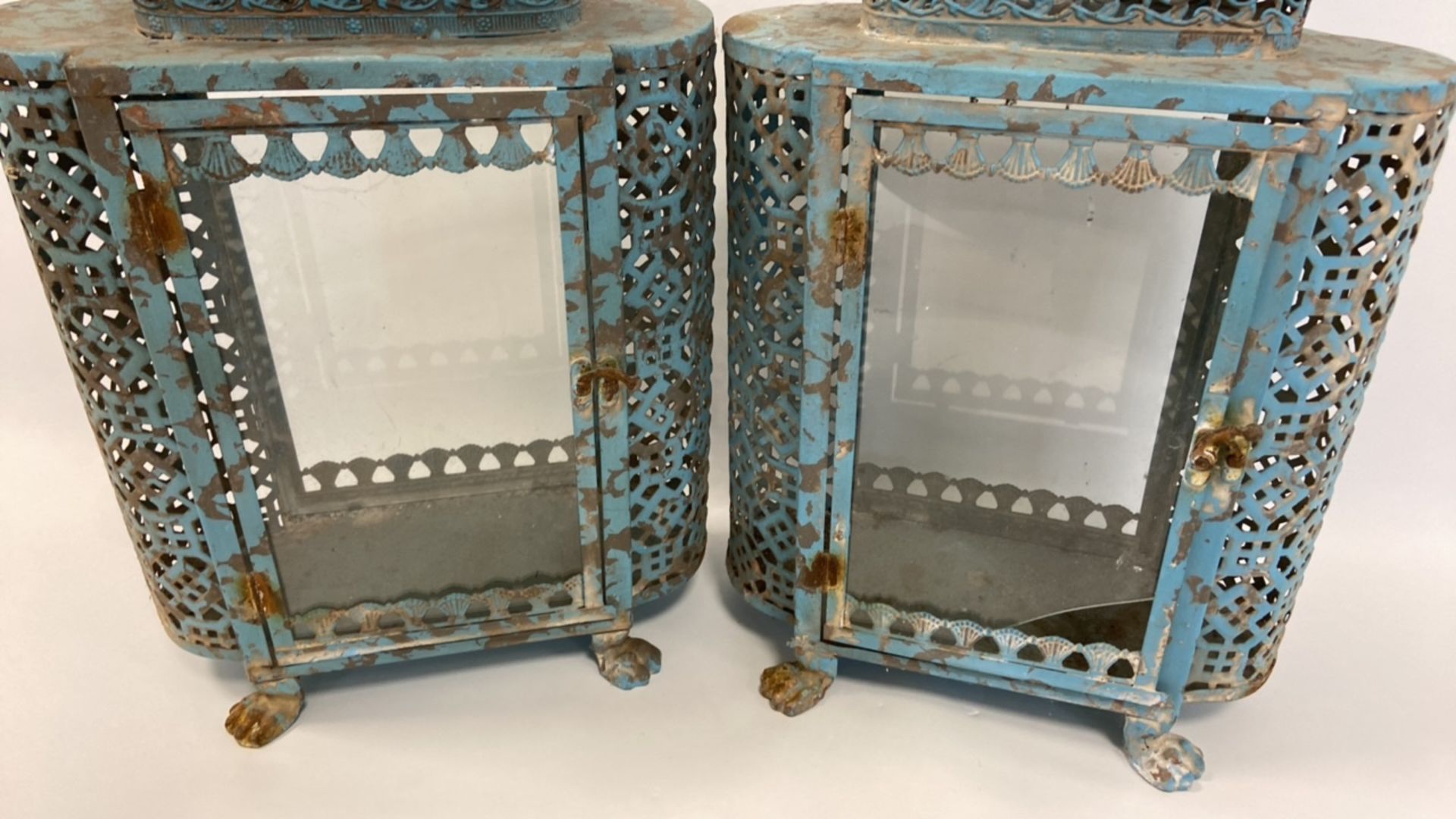 Antique vintage vintage style French blue lanterns - Image 2 of 7